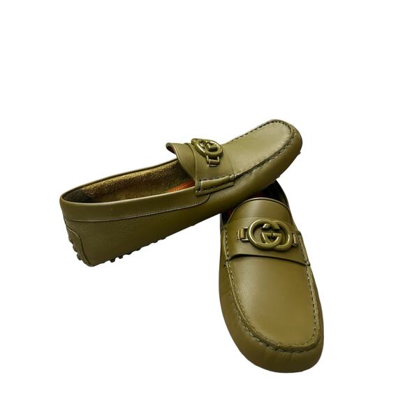 Gucci men GG logo moccasin driving Loafer juniper Green Size US10 - Picture 8 of 10